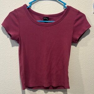 Women's Ribbed Short Sleeve Top - Pink